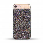 Wholesale iPhone SE (2020) / 8 / 7 Sparkling Glitter Chrome Fancy Case with Metal Plate (Black)